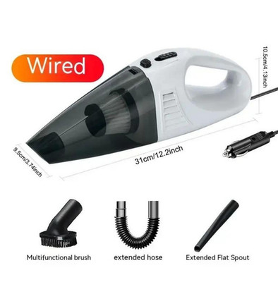 Portable Car Vacuum Cleaner 12V 60W 2500-2900Pa High Suction Handheld Cleaner
