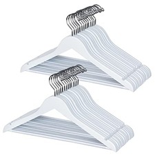 Solid Wood Suit Coat Hangers Smooth White Finish Wooden 30 Pack White Color