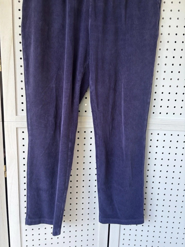 Blair Navy Blue Ribbed Pull On Straight Leg Soft Corduroy Pants Womens Sz M - Image 3 of 4
