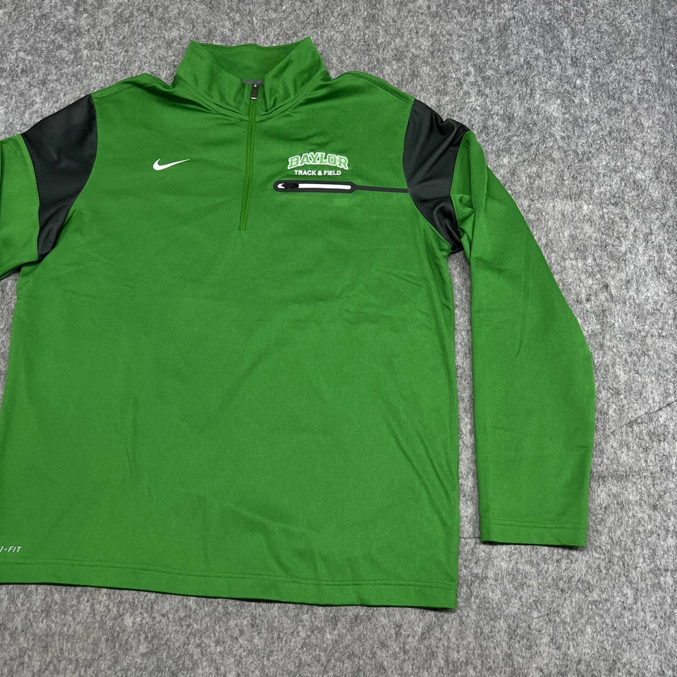 Толстовка мужская Baylor Bears L зеленая спортивная Nike DriFIT четверть пуловер - Изображение 3 из 4