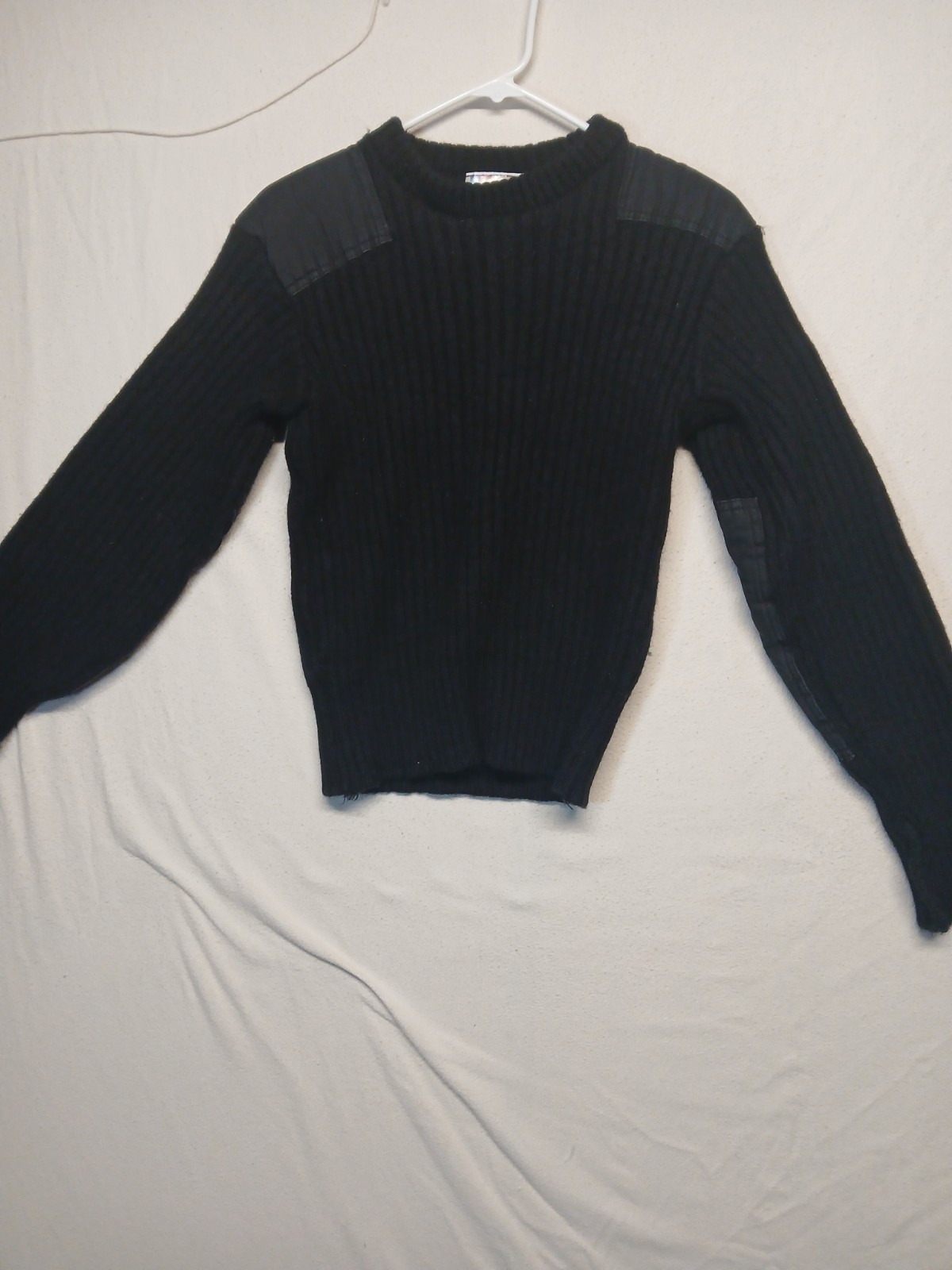 Wool Patchwork Pullover Sweater USA Made Natural … - image 1