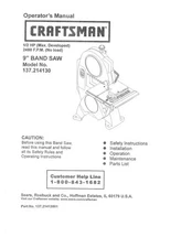 Owner’s Manual & Parts List Sears Craftsman  9” Band Saw - Model 137.214130