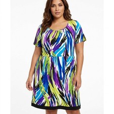Another Thyme Shift Knee Length Abstract Lined Dress Women Size 22W