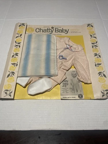 Vintage Chatty Baby Sleeper Set NRFB 1960’s #342 Mattel Pink Blue Outfit B