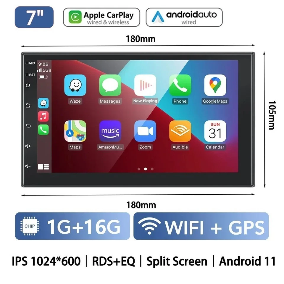 Autoradio Universel 2Din 7’’ – Android 13 – CarPlay & Android Auto – GPS - Photo 2/4