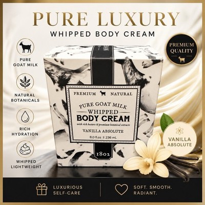 Beekman 1802 Goat Milk Whipped Body Cream VANILLA ABSOLUTE 8 oz NIB Sealed