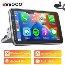 10'' 4 64GB Apple Carplay Android 14 Car Stereo Radio Rotatable GPS Single 1 DIN