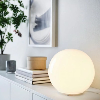 IKEA FADO Table lamp, Glass White, 10'' Diameter, NEW with box