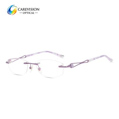 Designer Women Rimless Oval Metal Alloy Eyeglass Frames Optical Eyewear RX Ready
