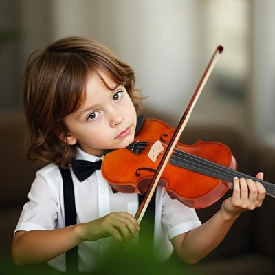 New Solid Wood Natural 1/8 Acoustic Violin + Fiddle Accessories