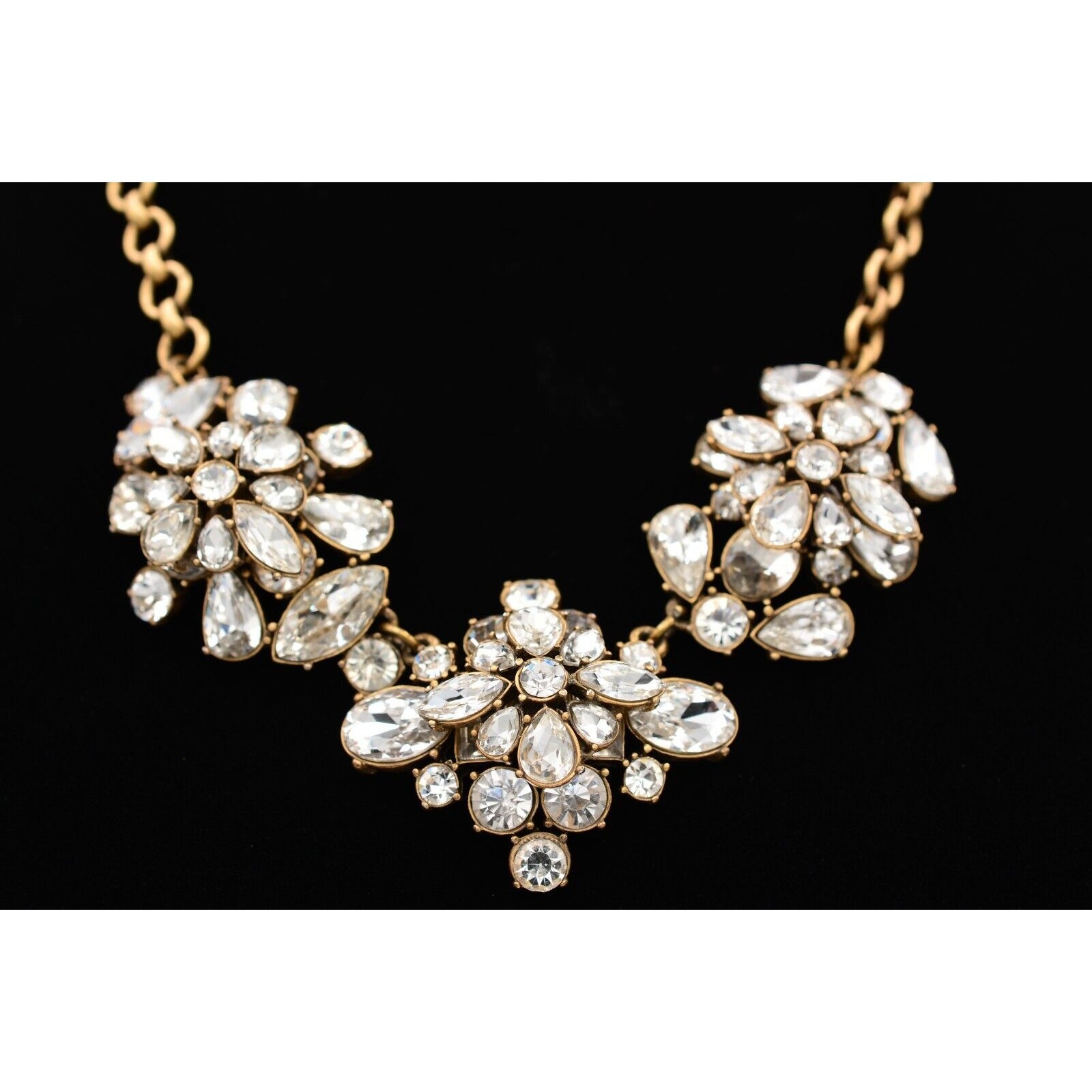 J.Crew Statement Necklace Rhinestone Crystal Anti… - image 1