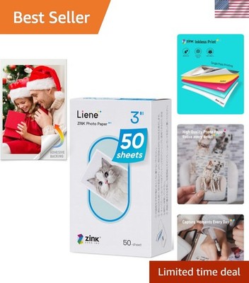 Zink Photo Paper 2x3  50 Sheets,  Photo Printer Paper w/Adhesive Back, Waterp...