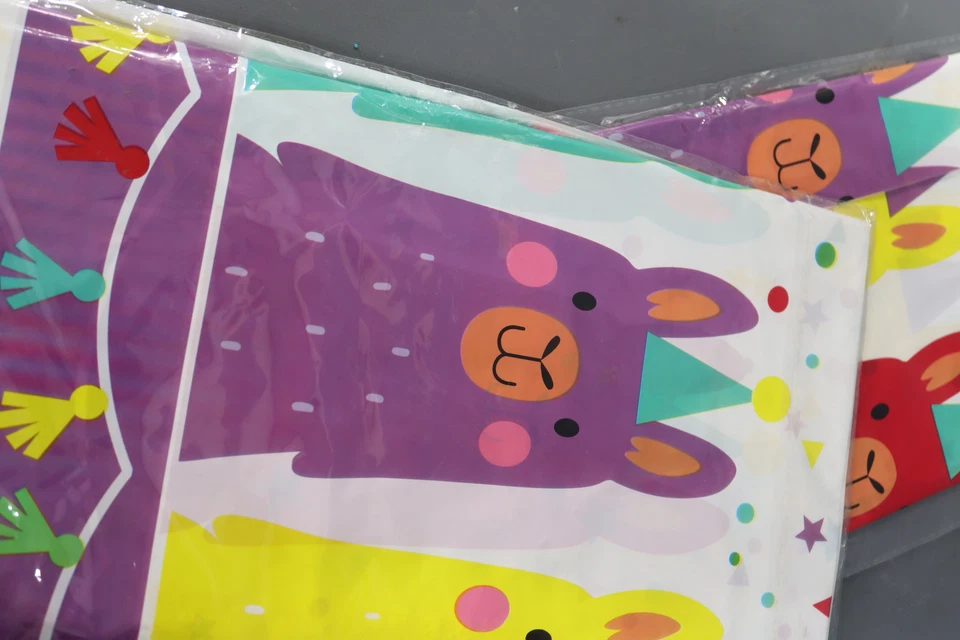 54x102in. Plastic Rectangle Birthday Llama Table Cover ( Pack of 2 ) - Image 3 of 3