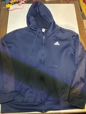 ADIDAS Men s Navy Blue Gray Full Zip Hoodie Sweatshirt Size Large
