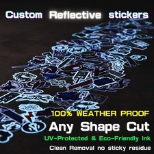 Custom Die Cut Sticker Reflective Decals Labels Logo Vinyl Waterproof UV Bulk