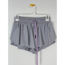 Lavender Grey Flowy Athletic Shorts with Built-in Liner Smocked Waist Small