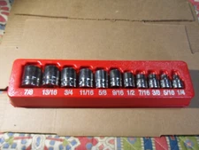 Snap-On Tools 11-Piece 3/8 Drive 1/4”-7/8” SAE Shallow Socket Set FS081-311USA