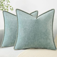 Spring Chenille Soft Cozy Throw Pillow Covers 18x18 Set of 2, Modern Farmhous...