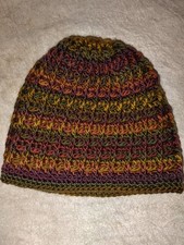Adult waffle stitch crochet beanie fall colors