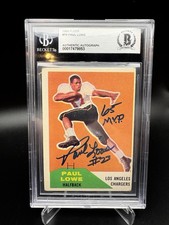 PAUL LOWE 1960 FLEER ROOKIE SIGNED AUTOGRAPHED CARD BECKETT BAS AUTHENTIC MVP. rookie card picture