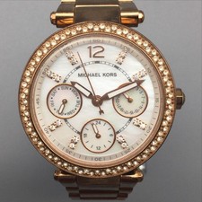 Michael Kors Parker Womens Watch 33mm Crystal Bezel Rose Gold Tone MK-5163 6"