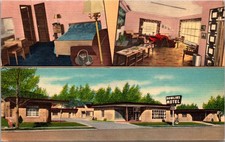 Rawlins Motel Rawlins Wyoming Linen Postcard Multi View AAA Motor Court
