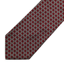 Brooks Brothers Makers All Silk Tie Red White Jacquard Geometric Square Vintage