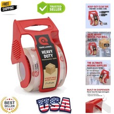 Heavy Duty Packing Tape with Dispenser 1 Pack 2.6 Mil Thick Clear Shipping ...