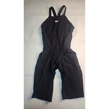 Speedo LZR Pure Intent Open Back Kneeskin Black Technical Swimsuit Size 24 FINA
