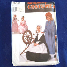 Simplicity Costume Sewing Pattern 9708 Girls S M L Colonial 18th 19th Century