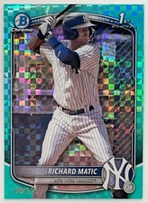 2025 Bowman Richard Matic Chrome Prospects Aqua Xfractor /125 Yankees