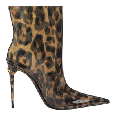 DOLCE & GABBANA Schuhe Leopardenmuster PVC spitz zulaufend Stiefel EU39/US8,5...