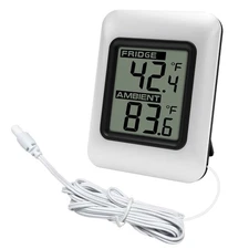 Urageuxy Digital Refrigerator Thermometer with Large LCD, Wired Freezer White 