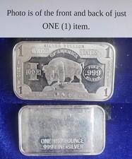 United State Of American Bison 1 Troy Oz .999 Fine Silver Bar OI-02139 95.00 per troy oz