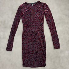 Windsor Heart Of Glam Bodycon Dress XS-SM Velvet Heart Mini Burgundy Long Sleeve