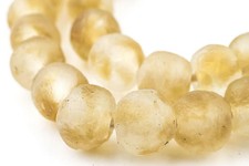 Amber Swirl Recycled Glass Beads 14mm Ghana African Sea Glass Brown Round