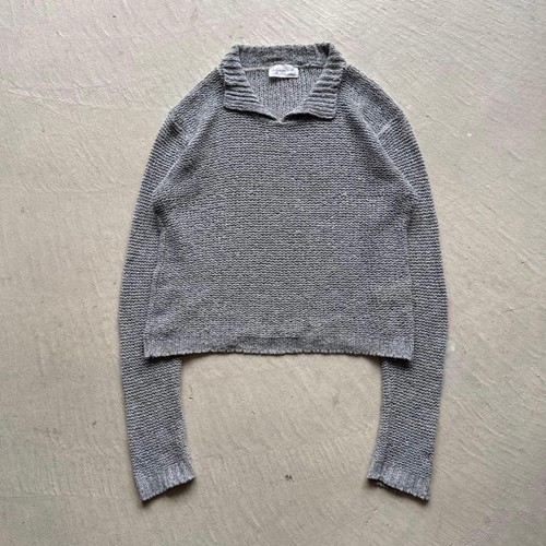 Agnès b., 90s Agnes b. Gray Mesh Knit Polo Shirt Made in France Vintage Size S japan