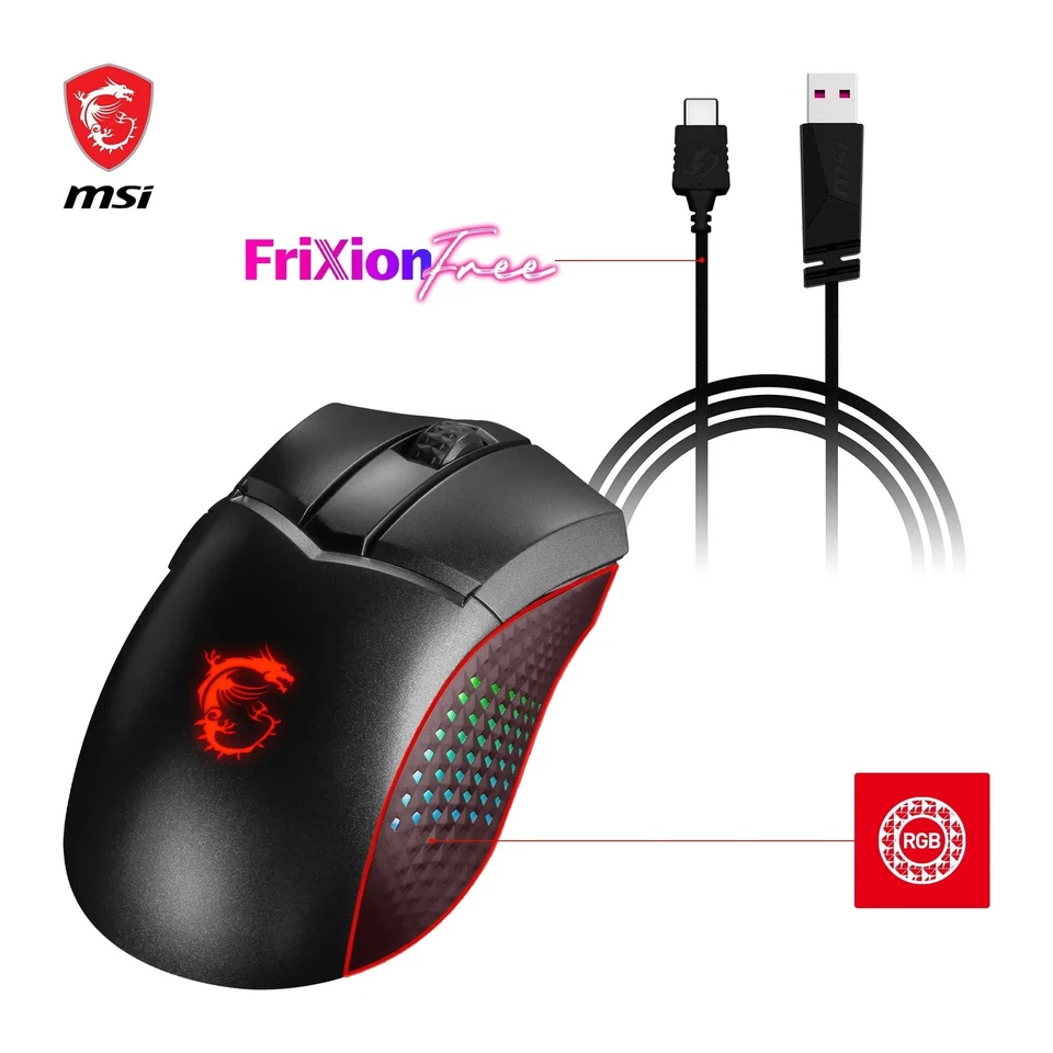 MSI CLUTCH GM51 LIGHTWEIGHT WIRELESS Gaming Mouse - RGB, upto 26000 DPI, low - Image 3 of 4
