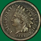 1861 Indian Head Cent Very Fine VF Coin, Corrosion #42687