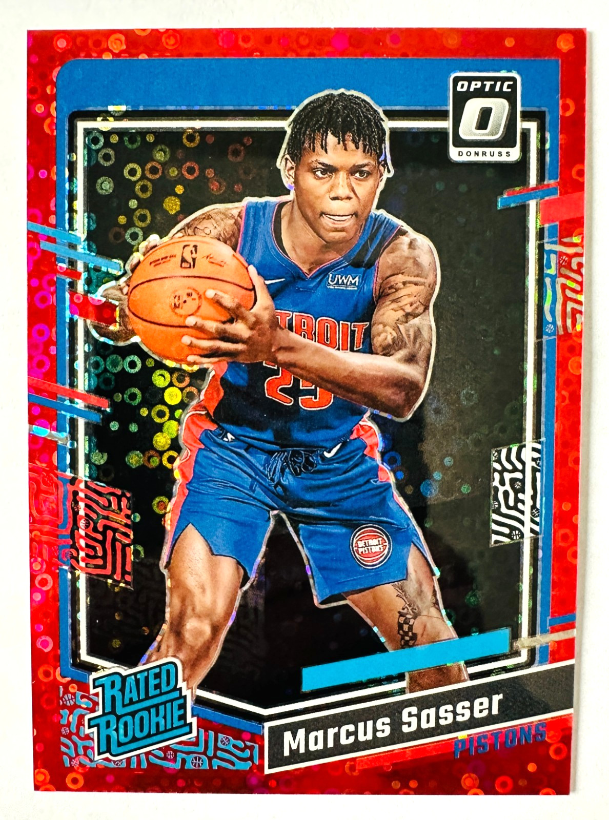 2023-24 Donruss Optic Marcus Sasser RED Disco Prizm RC SP #/75 Pistons Rookie!