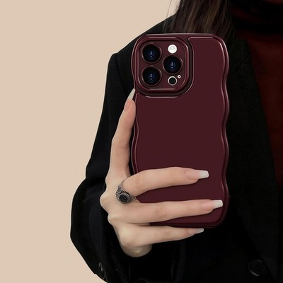 iPhone 13 Pro Max Case Wave, Curly Frame Design for Women Girls, Cute Wavy Solid