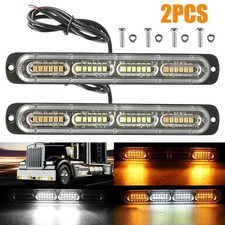 2x Amber White LED Car Truck Emergency Warning Hazard Flash Strobe Light Bar New