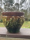 Vintage Brush McCoy Drip Glaze Majolica Jardinière Planter Green Brown Yellow