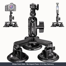 Triple Suction Cup Car Mount 1in Ball 1 4 20 Thread for GoPro DJI Insta360 and