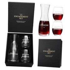 Engagement Gifts for Couples 2025 Wine Glasses Set, Fiance Fiance/Fiancee