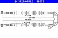 Neu - Ate 24.3727-0751.2 Seilzug, Feststellbremse FüR Opel