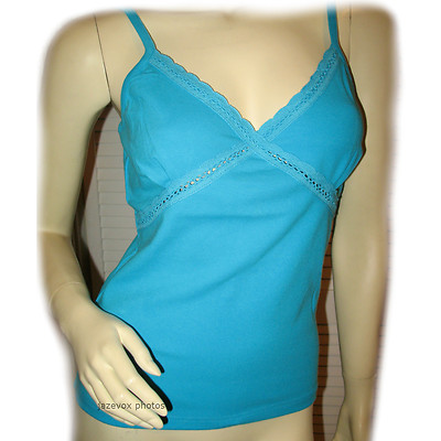New Y2K 2000s Lace Tank Top Cami/Camisole Spaghetti V-Neck Blue