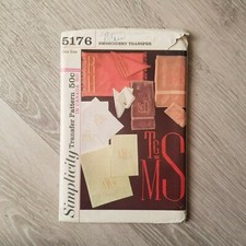 Simplicity 5176 Embroidery Transfers Sewing Pattern Uncut One size.