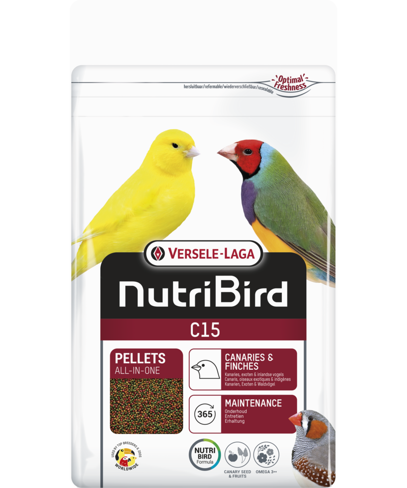 Versele Laga Nutribird C15 Canaries, Tropical & European Finches 3kg  Resealable