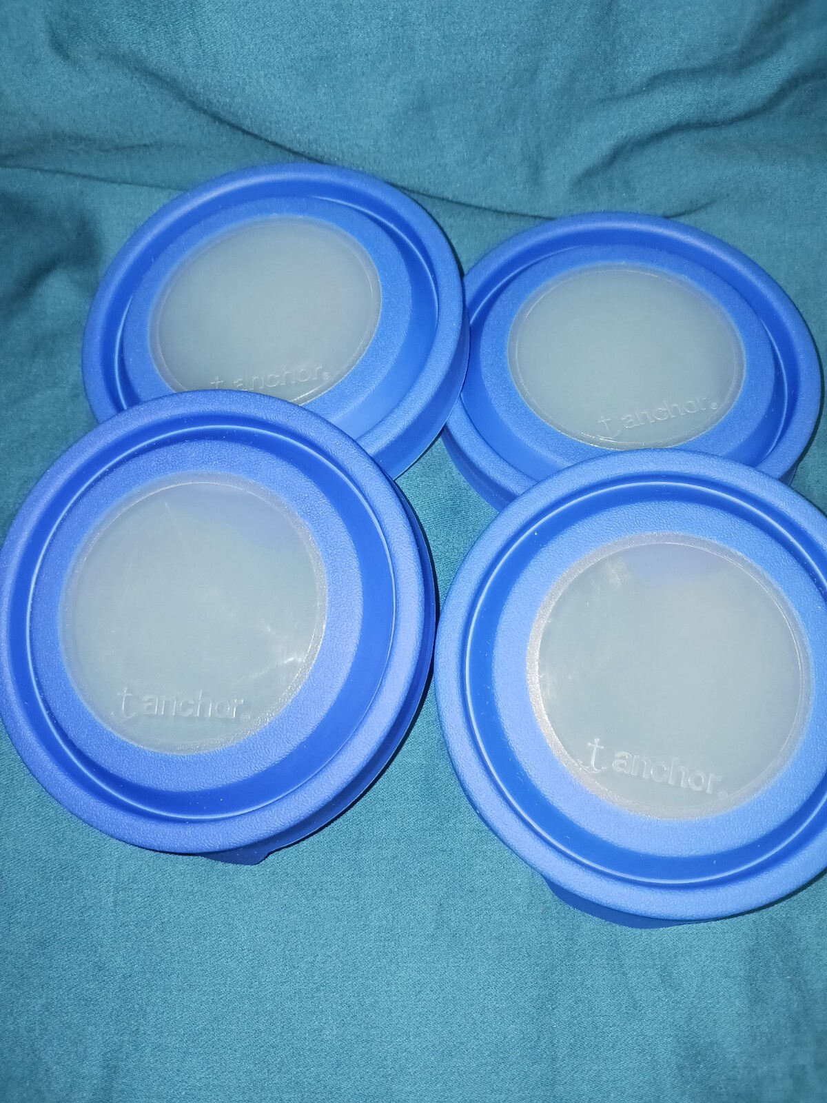 Anchor Hocking 4pc TRUESEAL Replacement Cover Lids. 2cup. Blue. Set Of